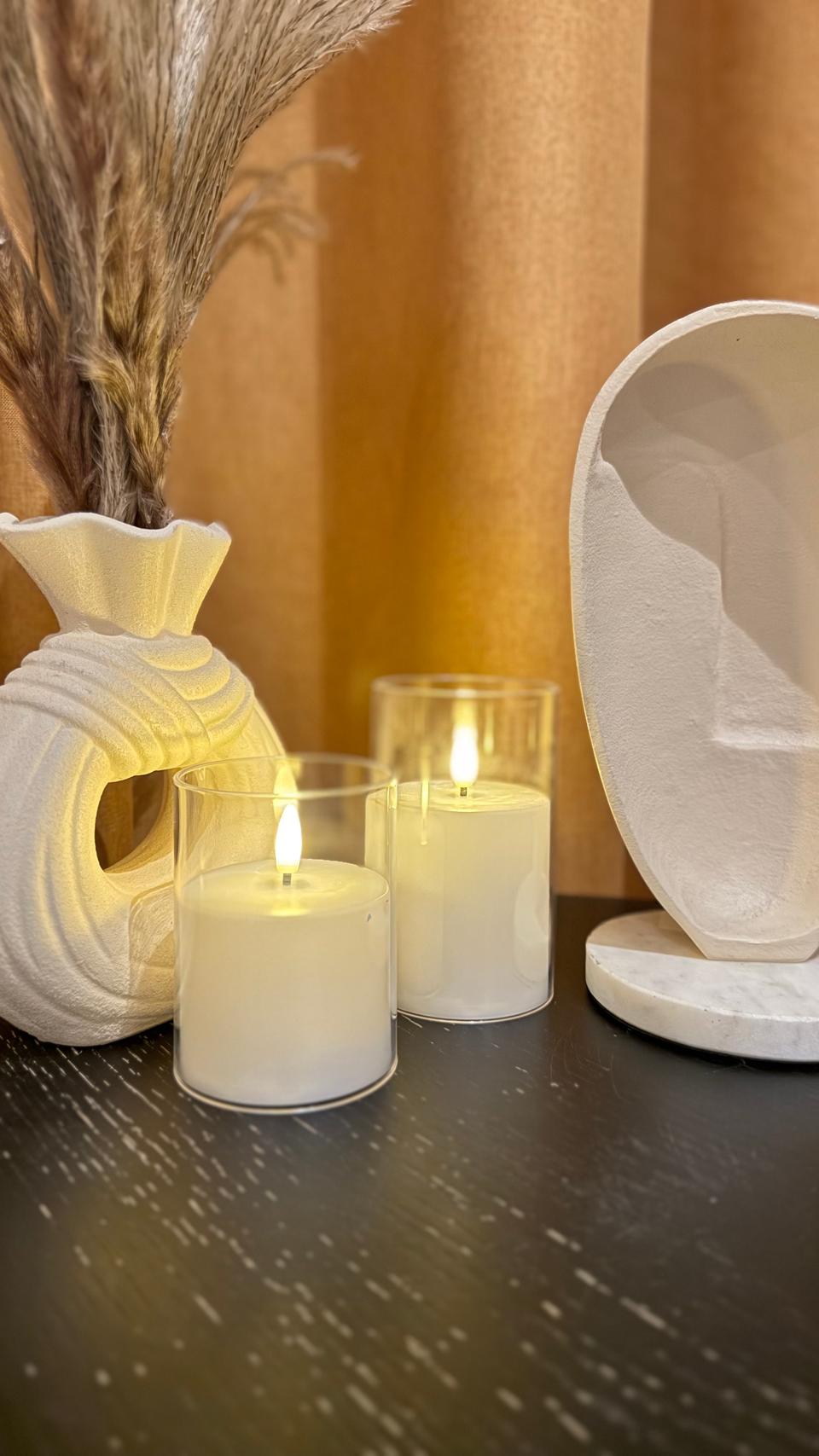 Pampas grass and candle detail in a treatment room at Ego European Spa Dubai